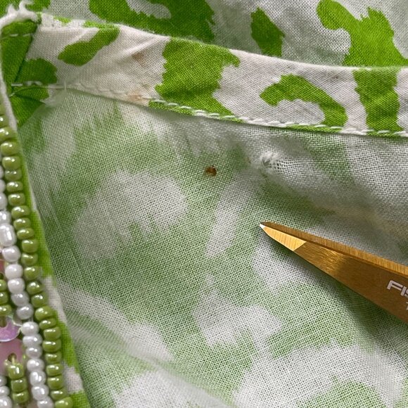 Soft Surroundings Beaded Tunic Top Womens Small Relaxed V-Neck Green 100% Cotton - Picture 7 of 15